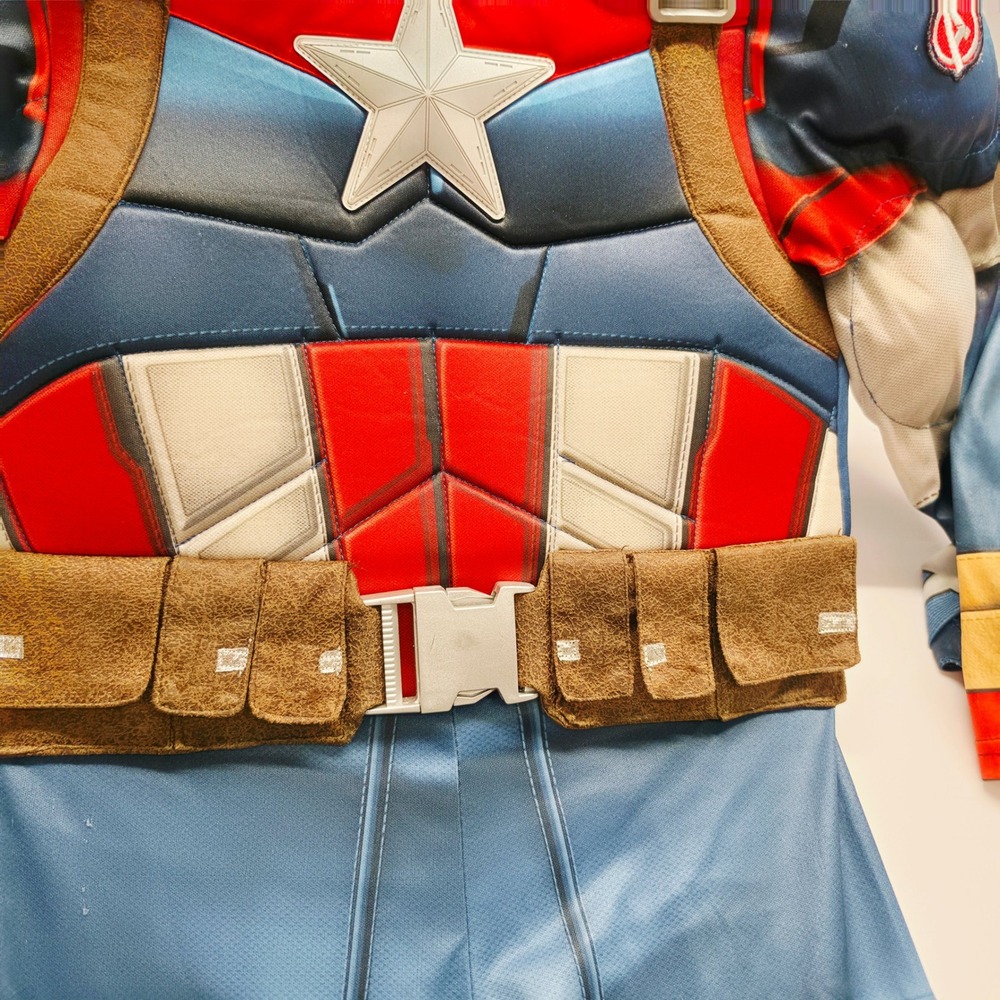Disney Captain America Costume Kids 5/6 Blue Padded Sound Box Mask Marvel - Picture 5 of 16